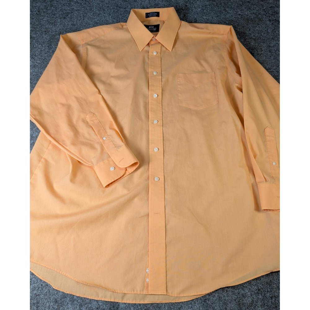 Stafford Super Shirt Men's‎ Wrinkle Free Long Sleeve 17.5/34-35 Light Orange EUC